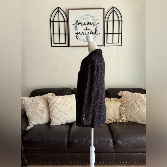 St. John Collection Brown & Blue Santana Knit Tweed Long Line Blazer Size US 4 - Picture 12 of 16